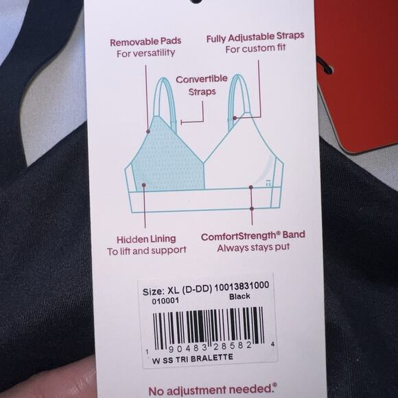 Tommy John Second Skin Triangle Bralette Womens Size XL DDD/D-E Black Bra NWT - Picture 6 of 14